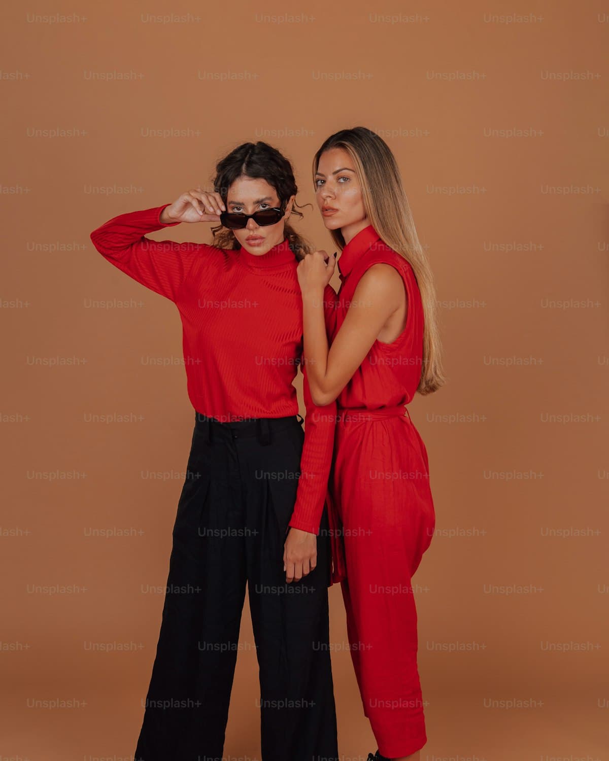 Black wide-leg palazzo trousers, front view
